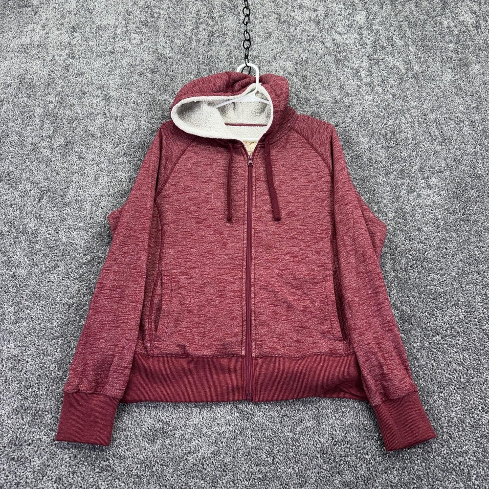Faded Glory Hoodie Kids XL 16-18 Red Sherpa Zip Fleece Kangaroo Pocket